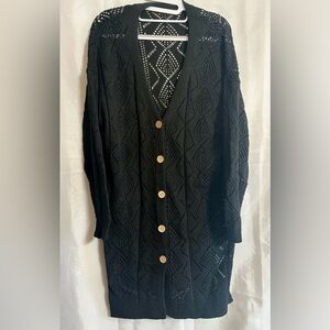 Trendy Boutique Black Knit Cardigan SZ XL